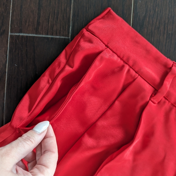 Red Satin Wide Leg Pants - Picture 10 of 12